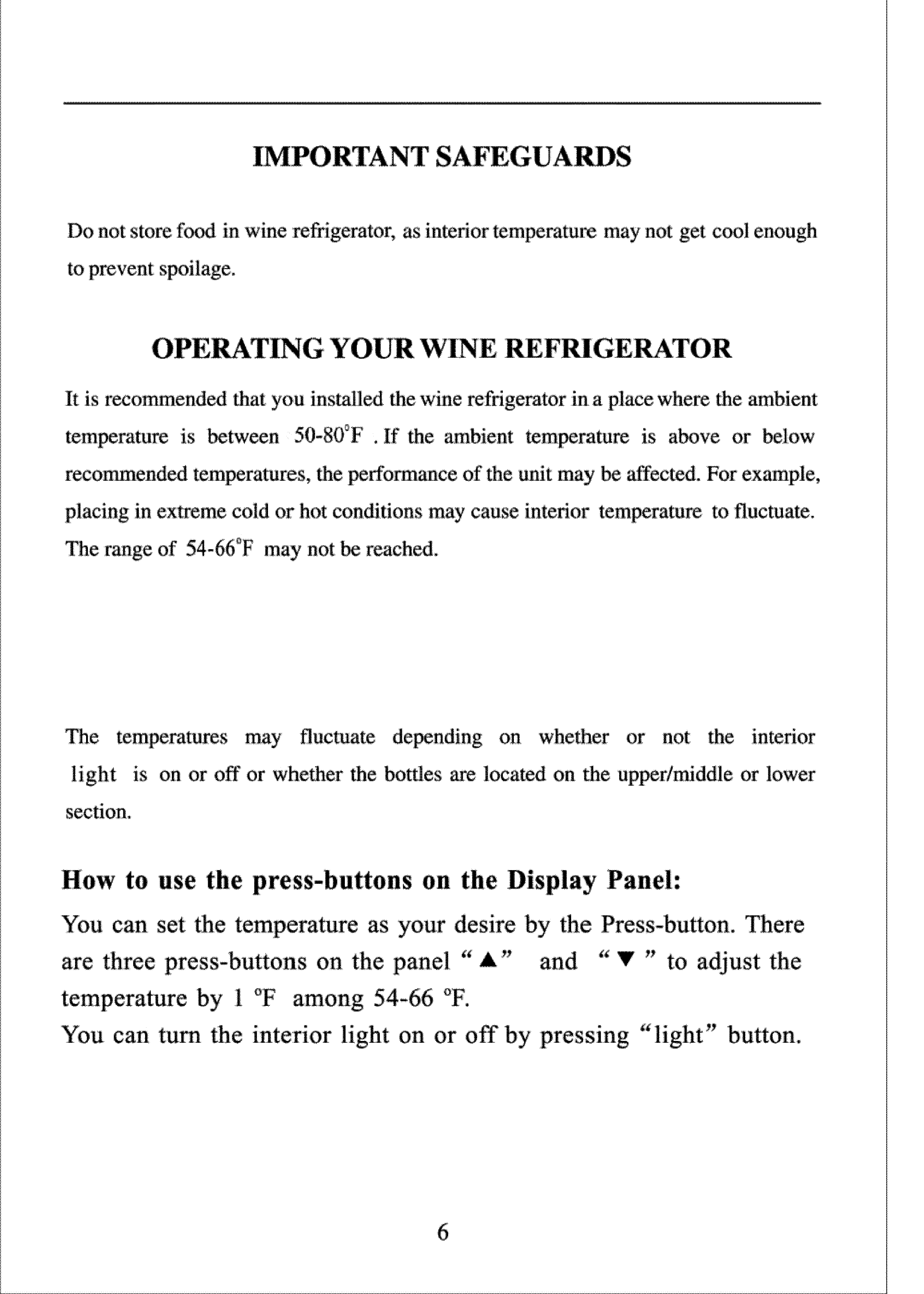Page 8 of 12 - VINOTEMP  Wine Cooler Manual L0801832