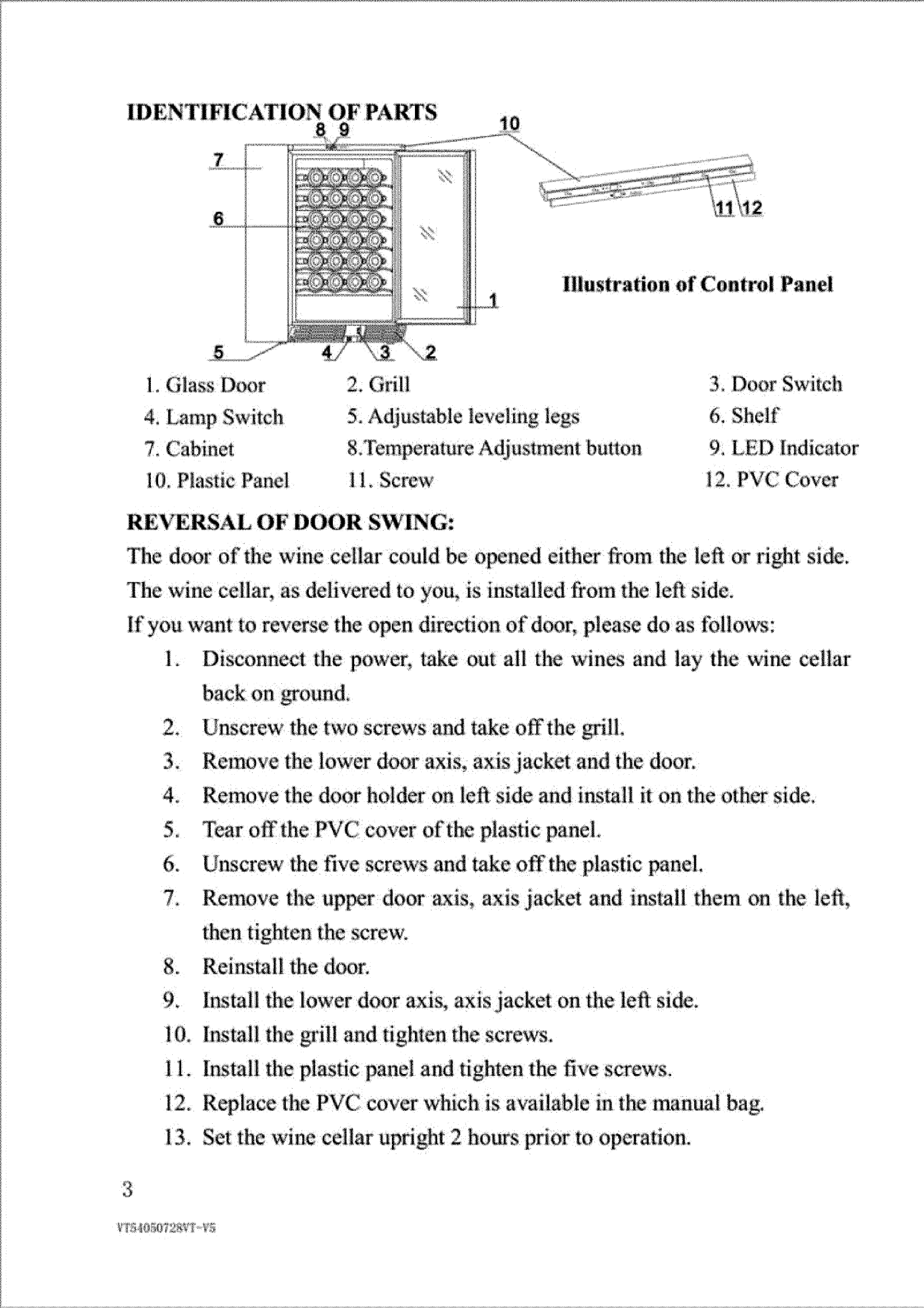 Page 5 of 10 - VINOTEMP  Wine Cooler Manual L0801888