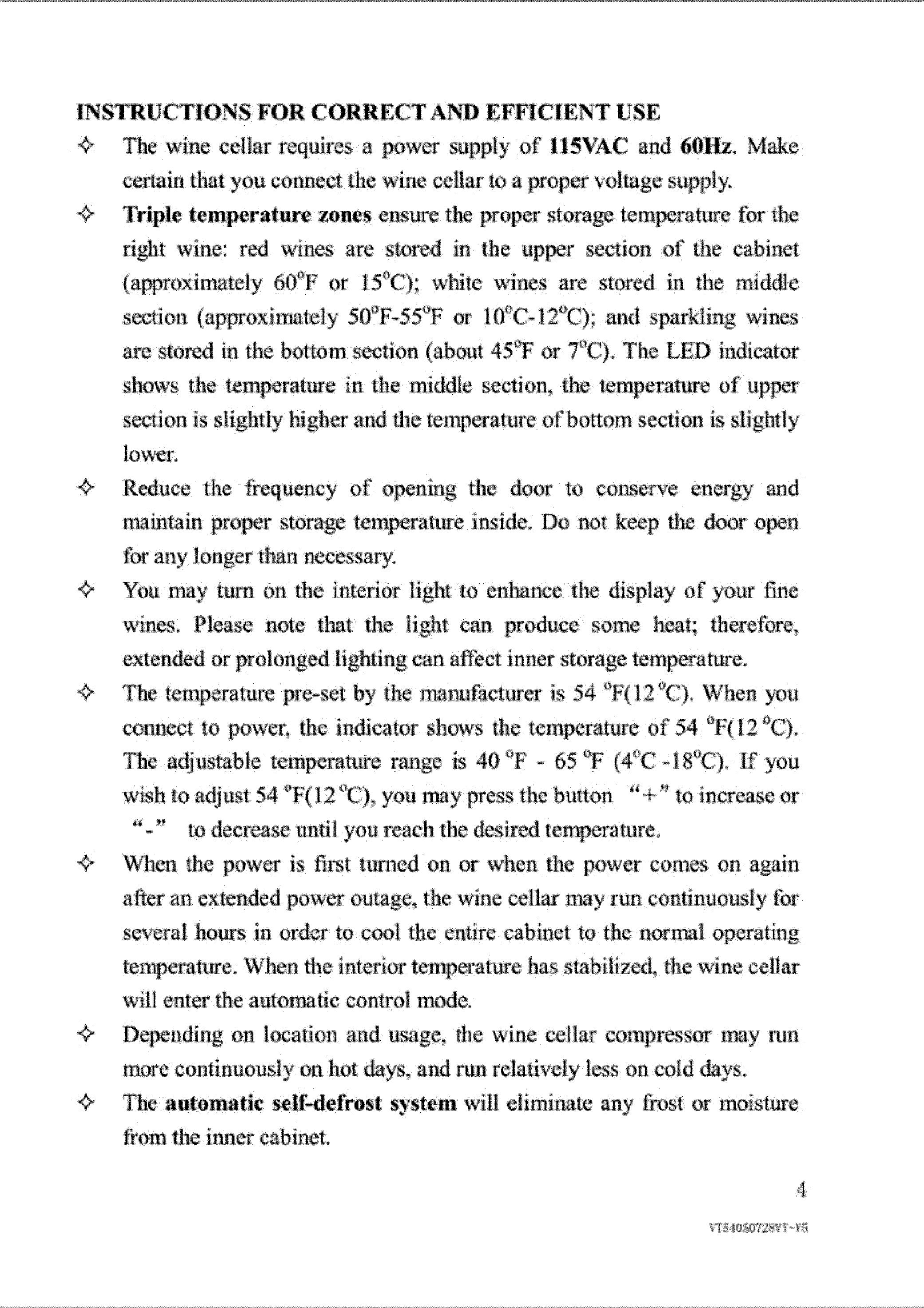 Page 6 of 10 - VINOTEMP  Wine Cooler Manual L0801888