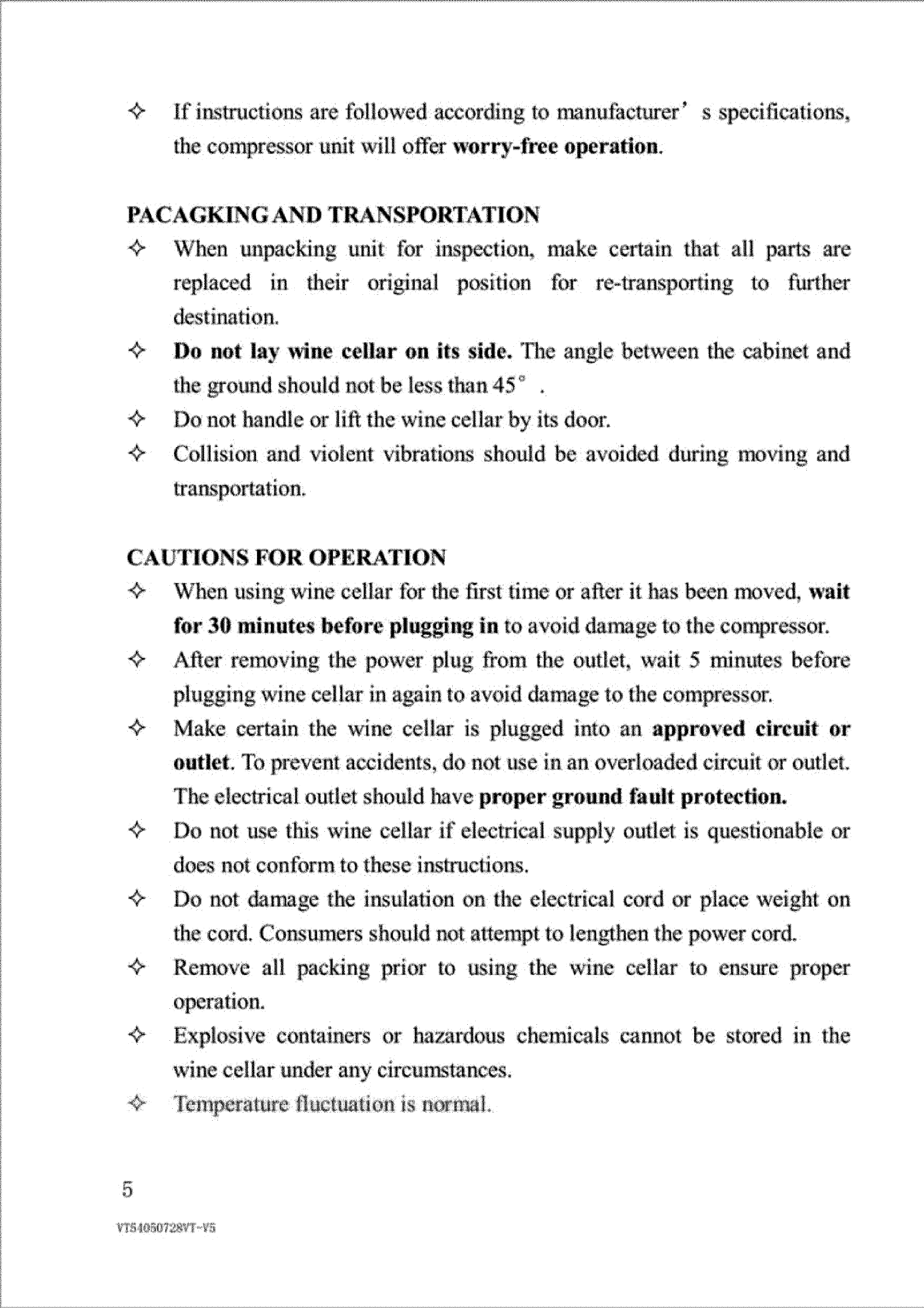 Page 7 of 10 - VINOTEMP  Wine Cooler Manual L0801888
