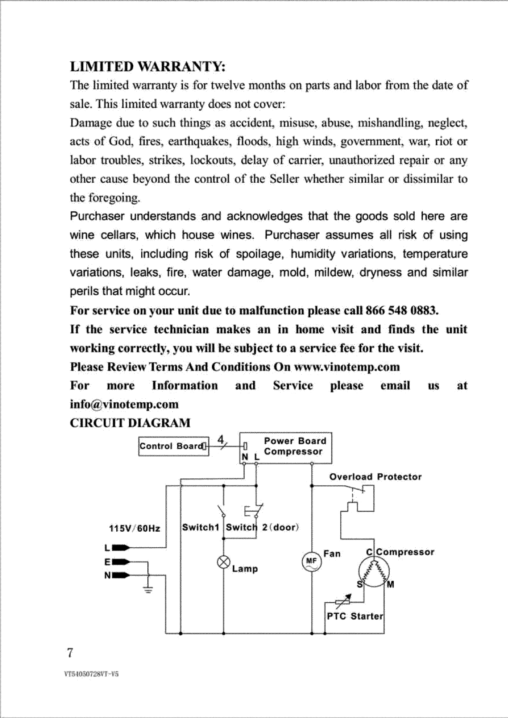 VINOTEMP Wine Cooler Manual L0801888
