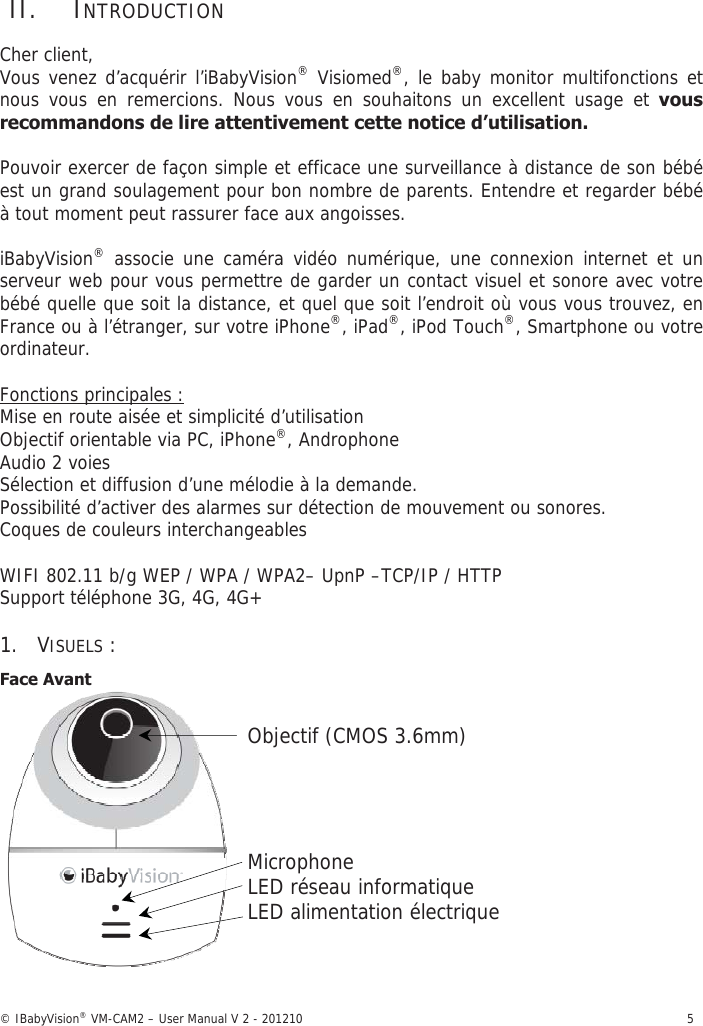 Visiomed France Vm Cam2 Multifunction Baby Monitor User Manual