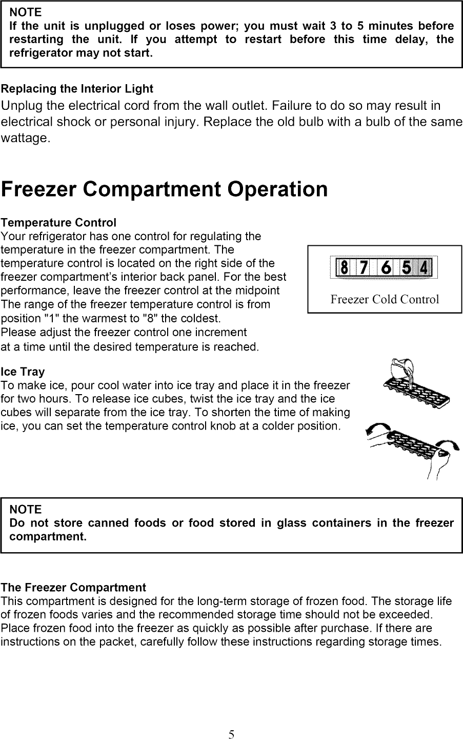Page 5 of 10 - VISSANI  Refrigerator Compact Manual L0910202