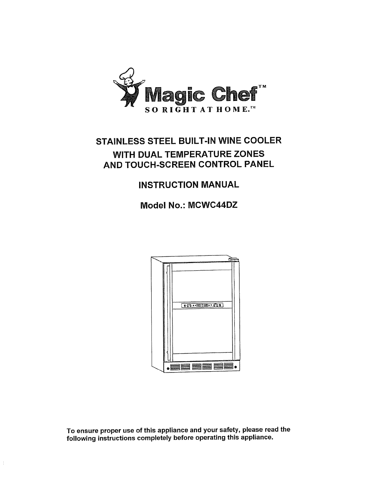 magic chef wine cooler mcwc44dz