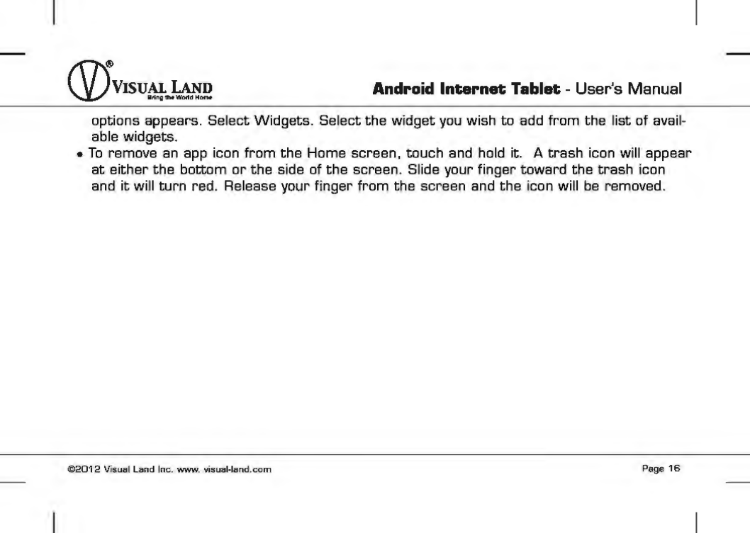 Page 17 of VISUAL LAND PRESTIGE7G 7inch TABLET User Manual 