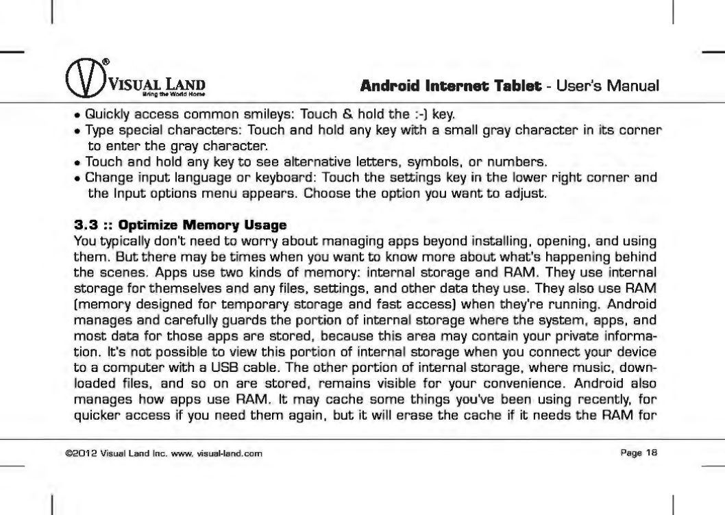 Page 19 of VISUAL LAND PRESTIGE7G 7inch TABLET User Manual 