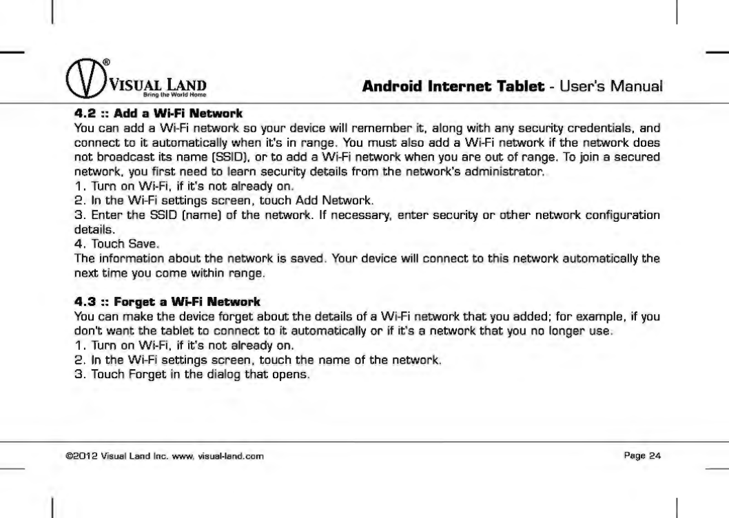 Page 25 of VISUAL LAND PRESTIGE7G 7inch TABLET User Manual 