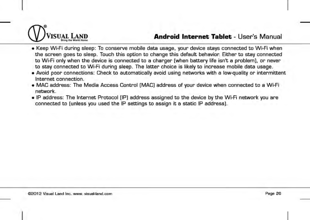 Page 27 of VISUAL LAND PRESTIGE7G 7inch TABLET User Manual 
