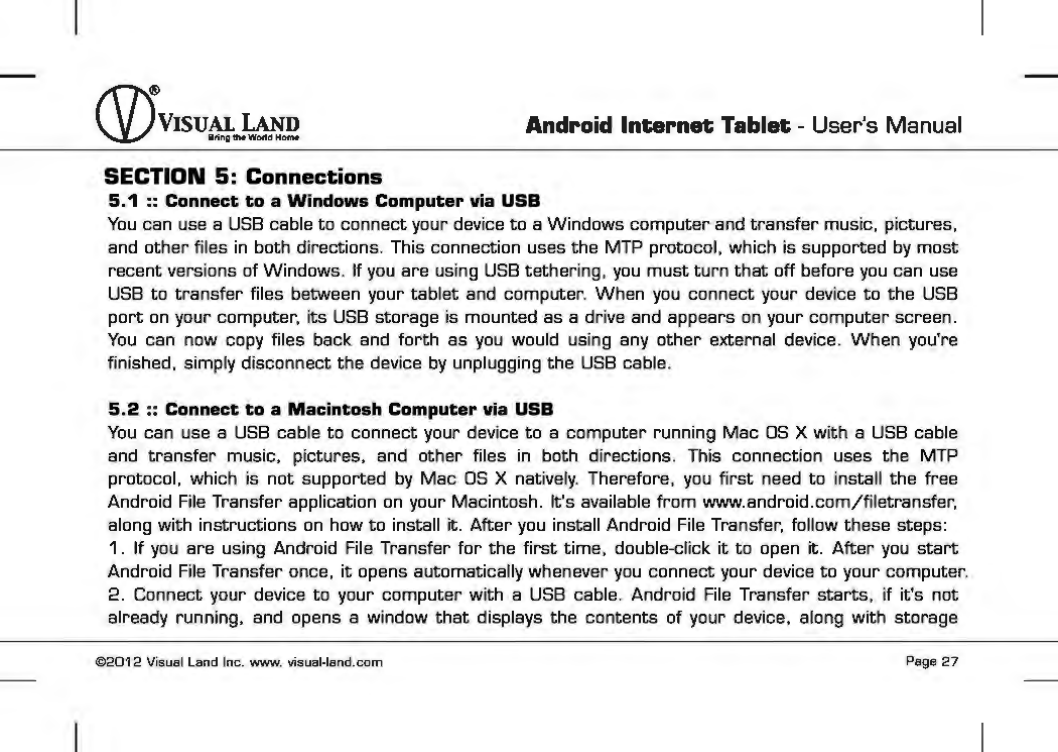 Page 28 of VISUAL LAND PRESTIGE7G 7inch TABLET User Manual 
