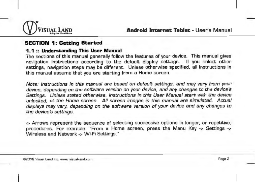 Page 3 of VISUAL LAND PRESTIGE7G 7inch TABLET User Manual 
