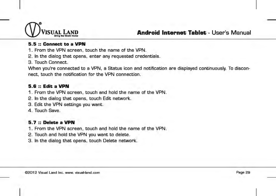 Page 30 of VISUAL LAND PRESTIGE7G 7inch TABLET User Manual 