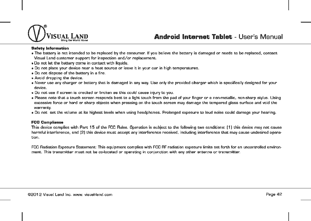 Page 43 of VISUAL LAND PRESTIGE7G 7inch TABLET User Manual 