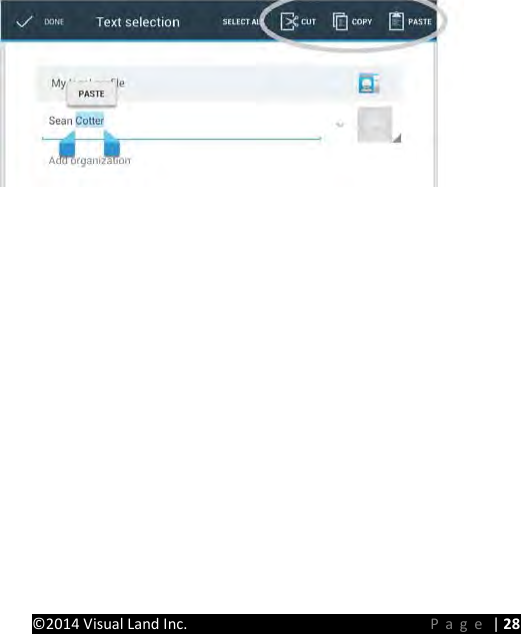 PRESTIGE Android Tablet Guide Book &copy;2014 Visual Land Inc.                             Page | 28      