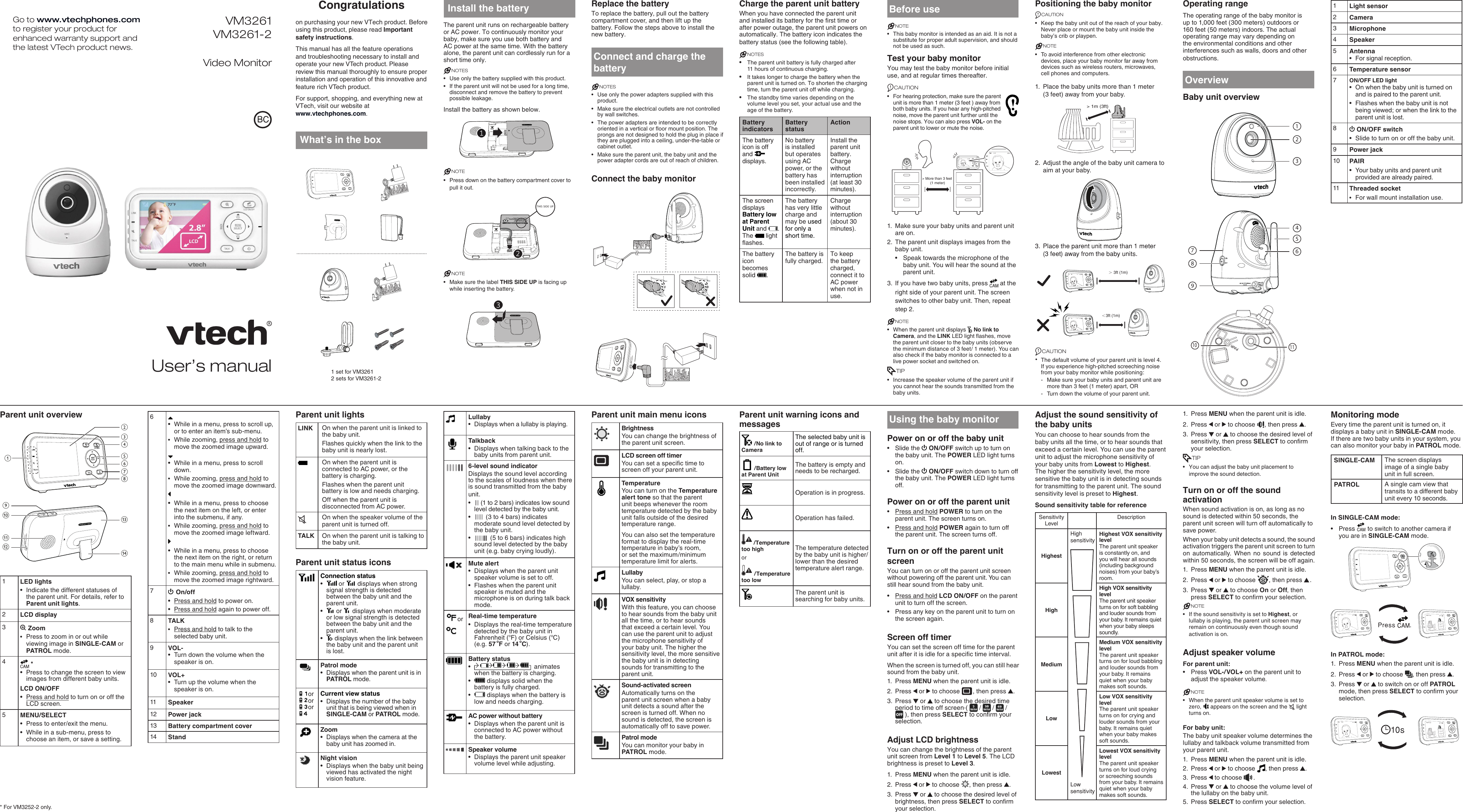 Page 1 of VTech Telecommunications 80-0618-00 Video Monitor - Baby Unit User Manual 