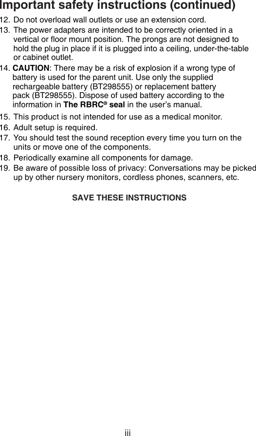 Vtech Telecommunications 80 8181 01 Video Baby Monitor Parent Unit User Manual Users Manual