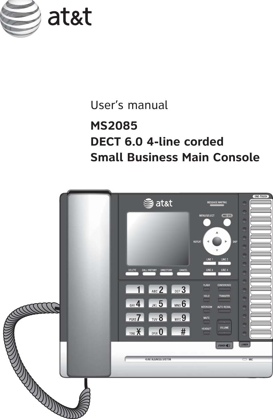 User’s manualMS2085DECT 6.0 4-line cordedSmall Business Main Console