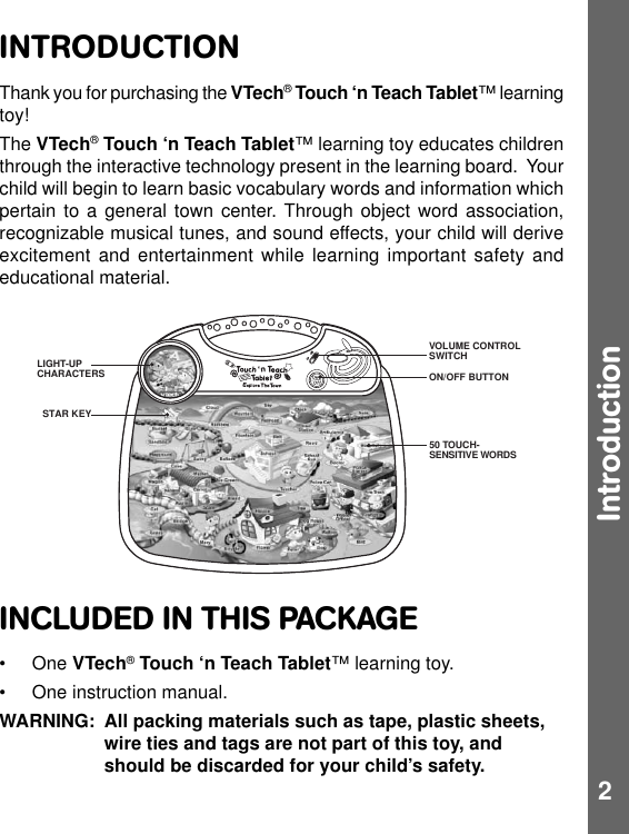 Page 3 of 9 - VTech Touch 'n Teach Table User Manual  To The Fdb6ce8f-fd1b-8f84-7155-9e78476ffc28