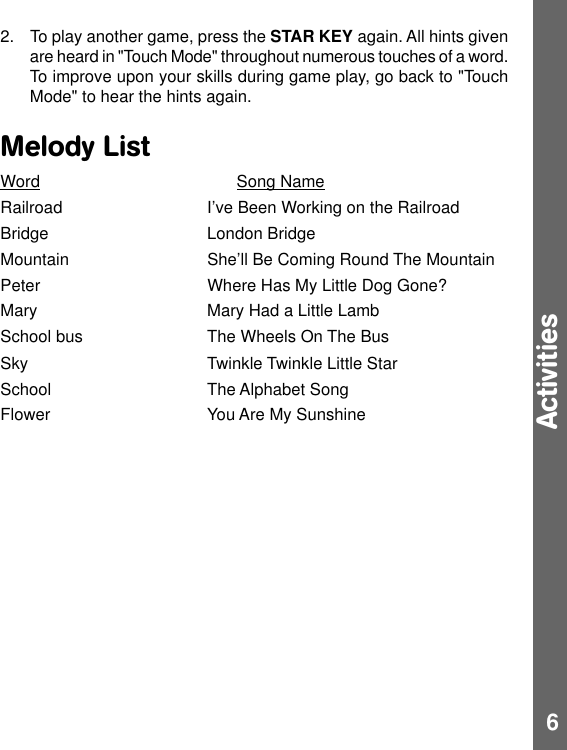 Page 7 of 9 - VTech Touch 'n Teach Table User Manual  To The Fdb6ce8f-fd1b-8f84-7155-9e78476ffc28