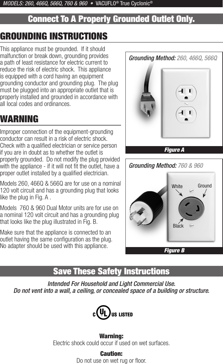 Page 4 of 12 - Vacuflo Vacuflo-True-Cyclonic-260-Users-Manual-  Vacuflo-true-cyclonic-260-users-manual