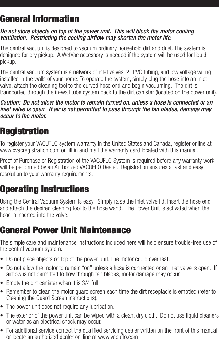 Page 5 of 12 - Vacuflo Vacuflo-True-Cyclonic-260-Users-Manual-  Vacuflo-true-cyclonic-260-users-manual