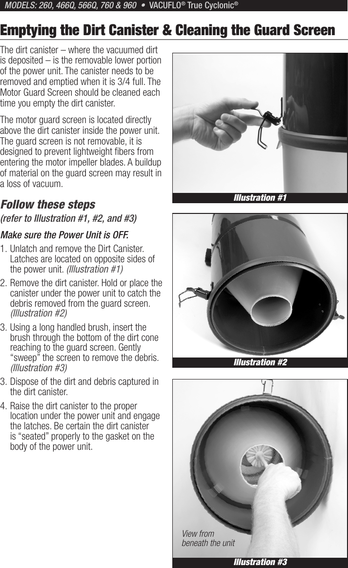 Page 6 of 12 - Vacuflo Vacuflo-True-Cyclonic-260-Users-Manual-  Vacuflo-true-cyclonic-260-users-manual