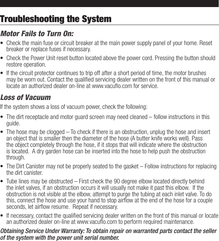 Page 7 of 12 - Vacuflo Vacuflo-True-Cyclonic-260-Users-Manual-  Vacuflo-true-cyclonic-260-users-manual