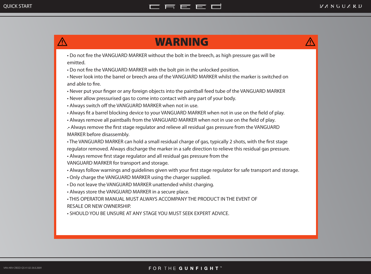 Page 3 of 8 - Vanguard Vanguard-Creed-Users-Manual-  Vanguard-creed-users-manual