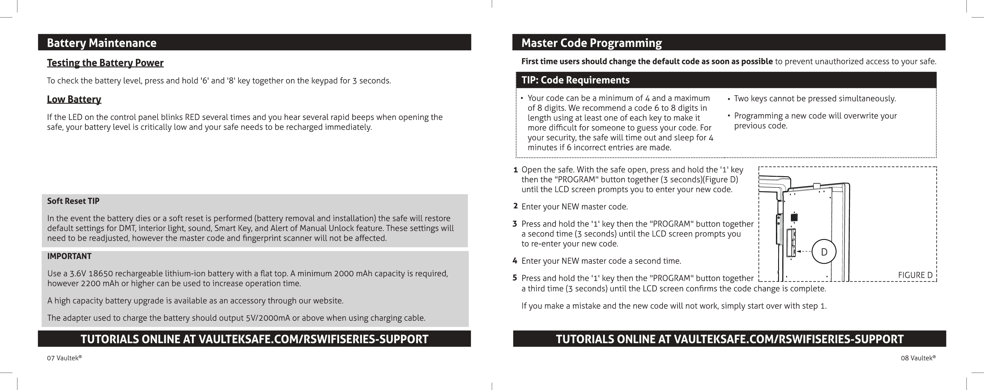 Vaultek Safe PRO-RS20I01 Wireless Safe User Manual