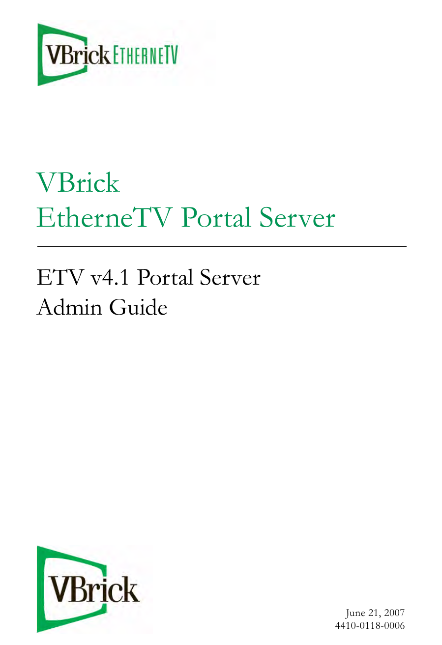 Server Vbrick Vbrick Systems Portal Server Etv V4 1 Users Manual MCS_Admin