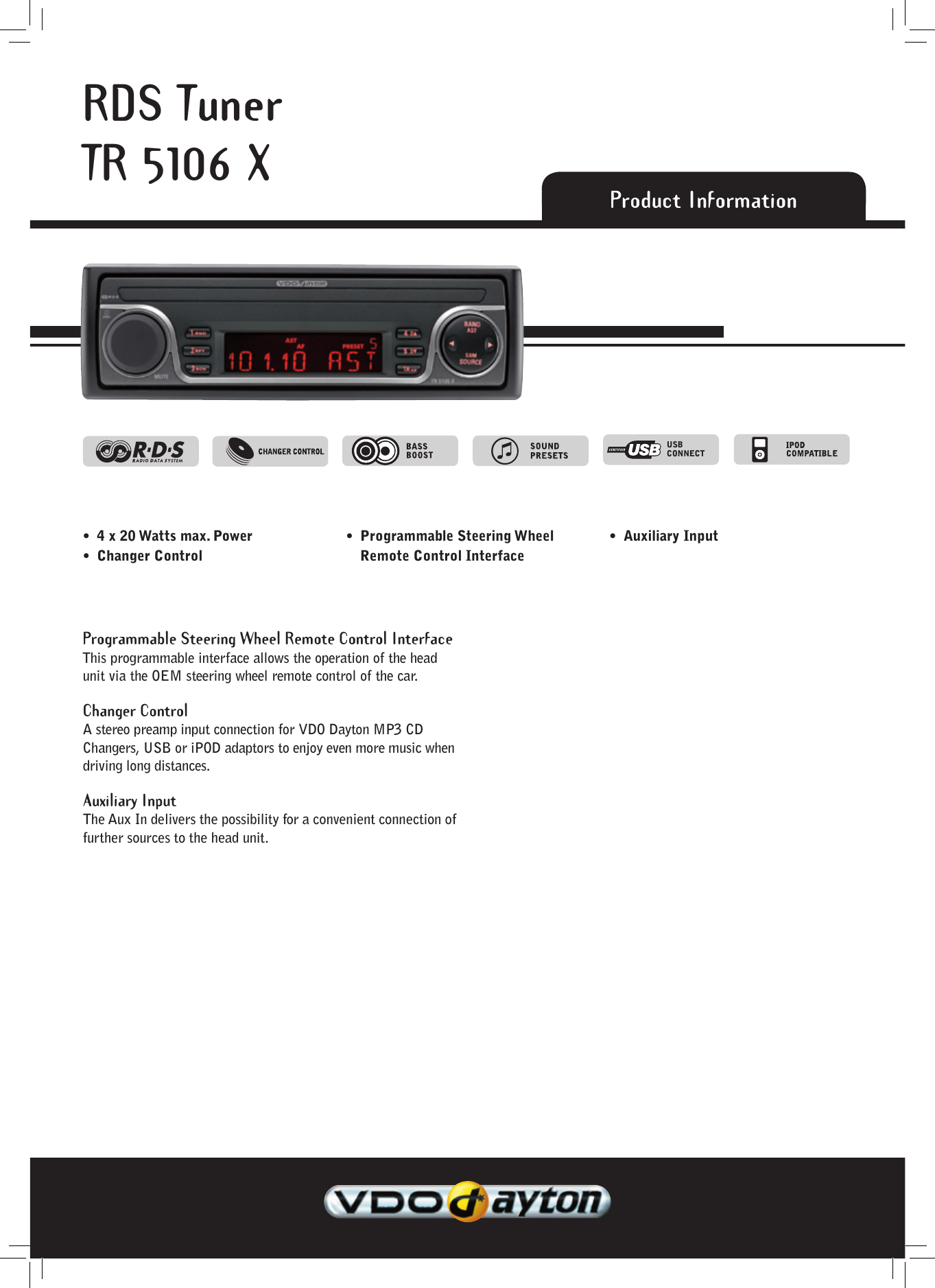 Vdo Dayton Tr 5106 X Users Manual TR5106x_uk