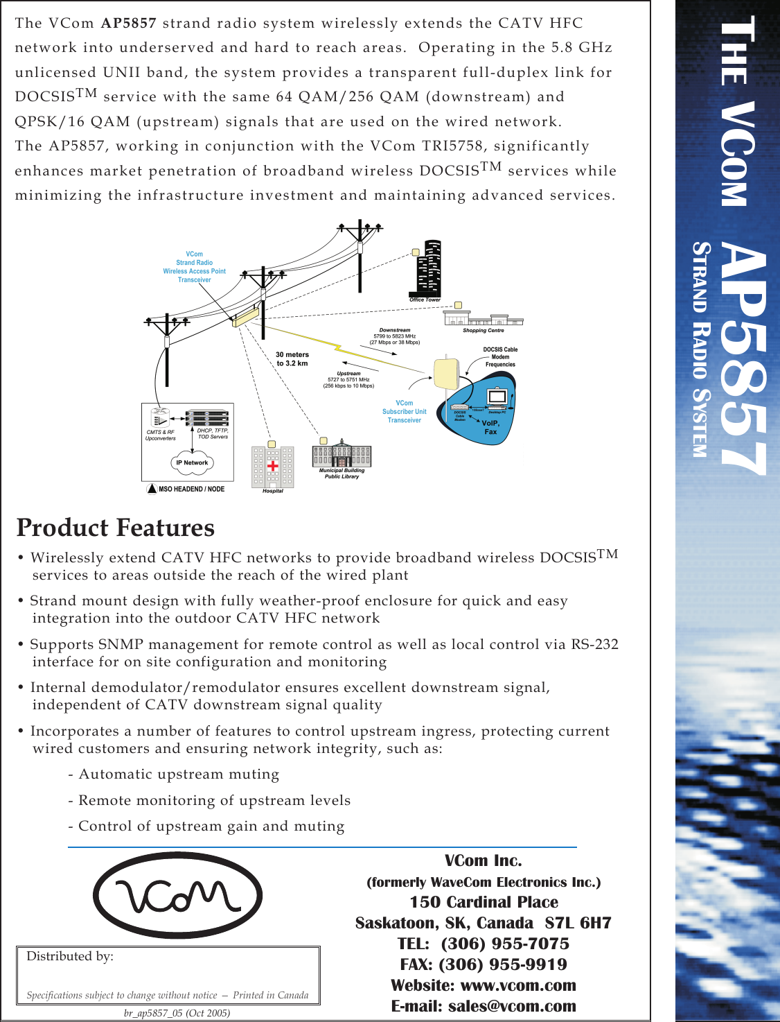 Vecima Vecima Networks AP5857 UNII Transmitter User Manual VCom brochure