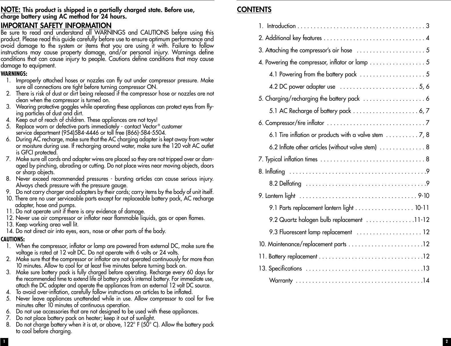 Page 2 of 8 - Vector Vector-Airpro-Vec259-Users-Manual- VEC259 Manual.qxp  Vector-airpro-vec259-users-manual