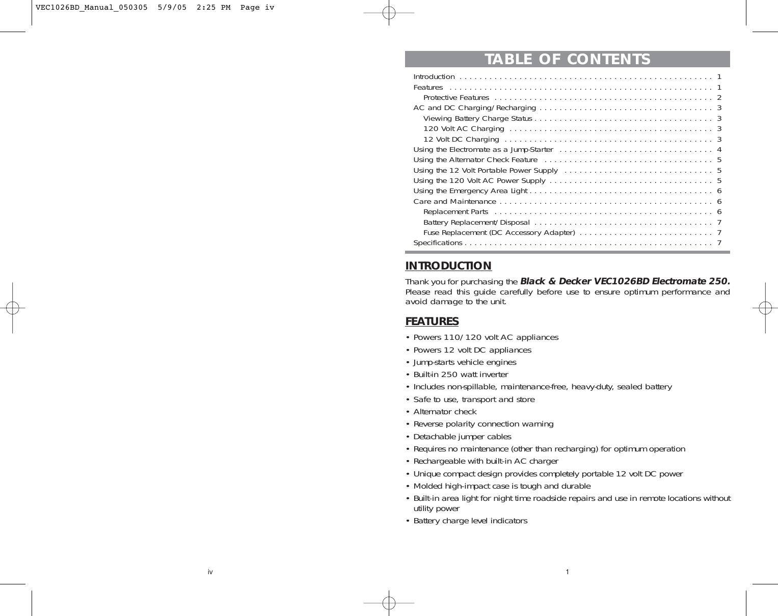 Page 3 of 6 - Vector Vector-Electromate-250-Users-Manual-  Vector-electromate-250-users-manual