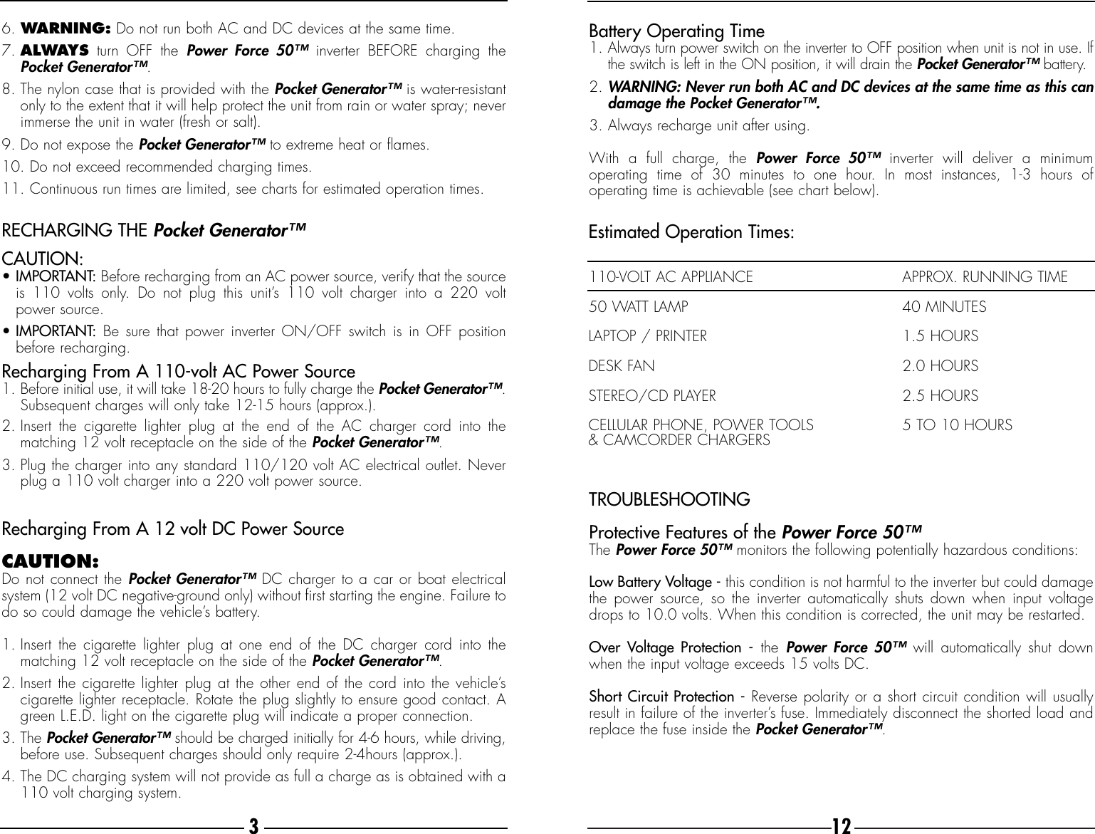 Page 4 of 8 - Vector Vector-Pocket-Generator-Vec018-Users-Manual- VEC018-AC.MANUAL.F Vector-pocket-generator-vec018-users-manual