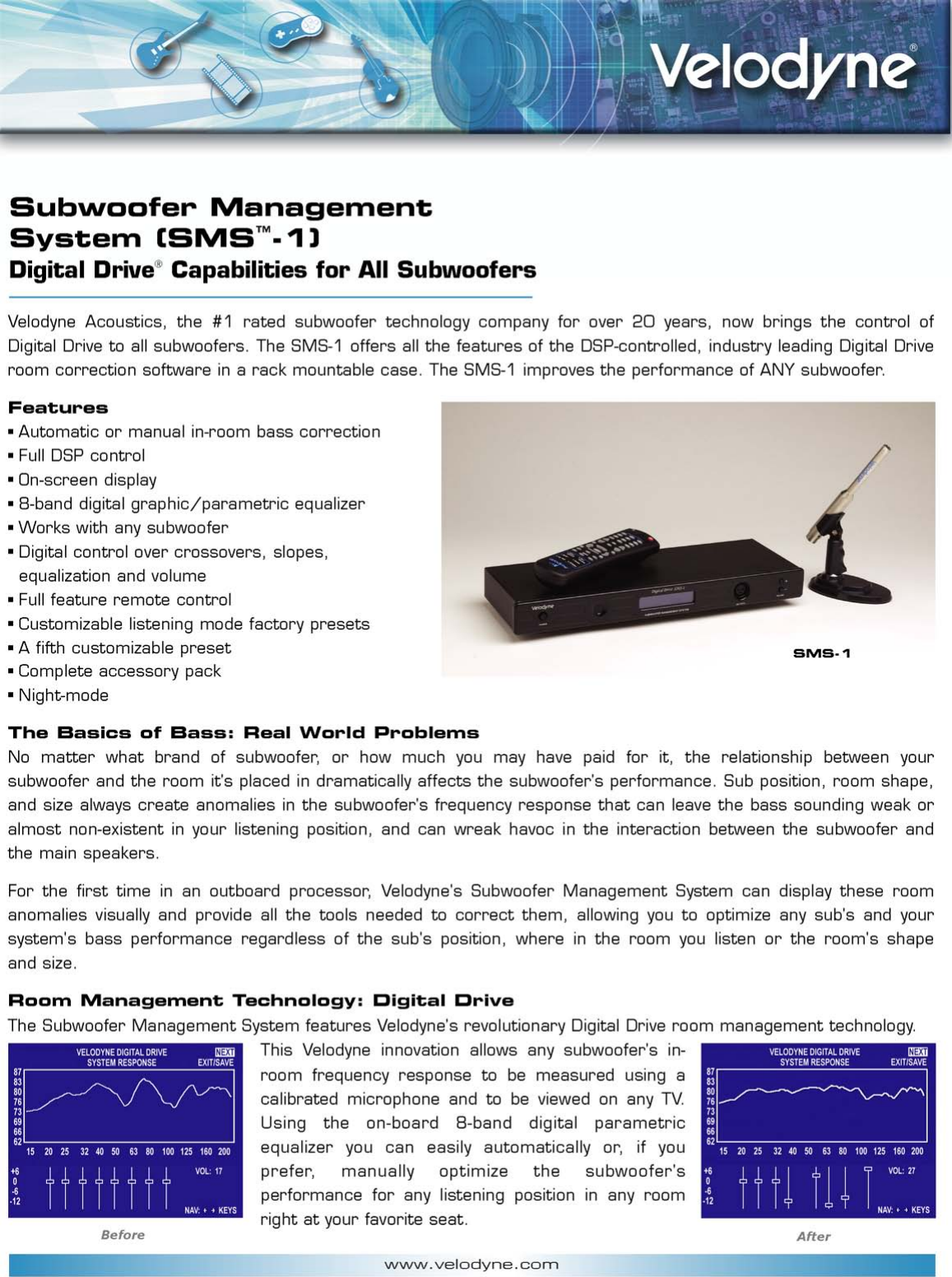 Page 1 of 2 - Velodyne-Acoustics Velodyne-Acoustics-Subwoofer-Management-System-Sms-1-Users-Manual-  Velodyne-acoustics-subwoofer-management-system-sms-1-users-manual