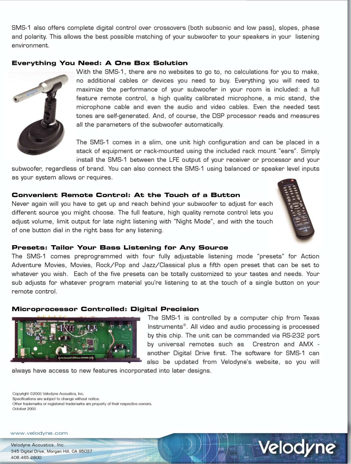 Page 2 of 2 - Velodyne-Acoustics Velodyne-Acoustics-Subwoofer-Management-System-Sms-1-Users-Manual-  Velodyne-acoustics-subwoofer-management-system-sms-1-users-manual