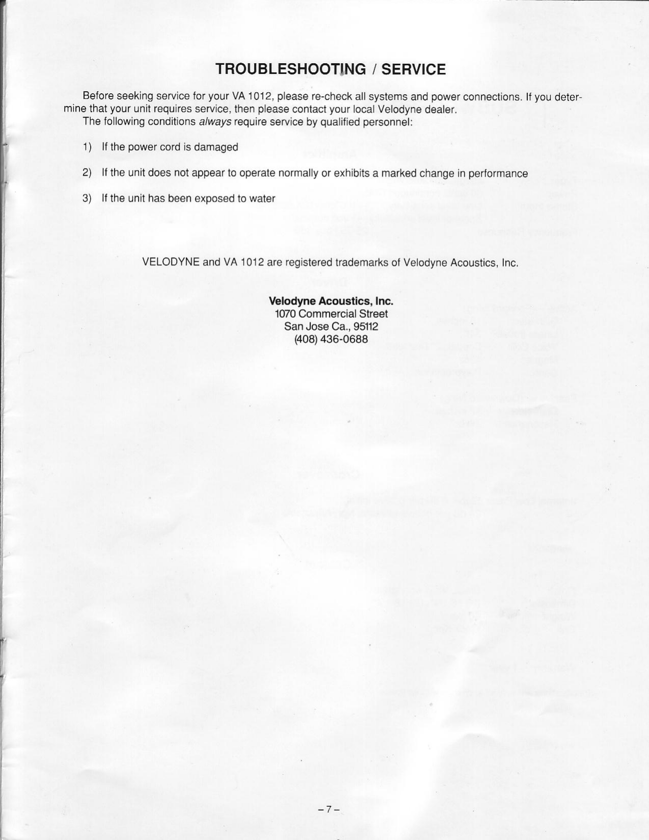 Page 9 of 10 - Velodyne-Acoustics Velodyne-Acoustics-Va-1012-Users-Manual- Velodyne-acoustics-va-1012-users-manual