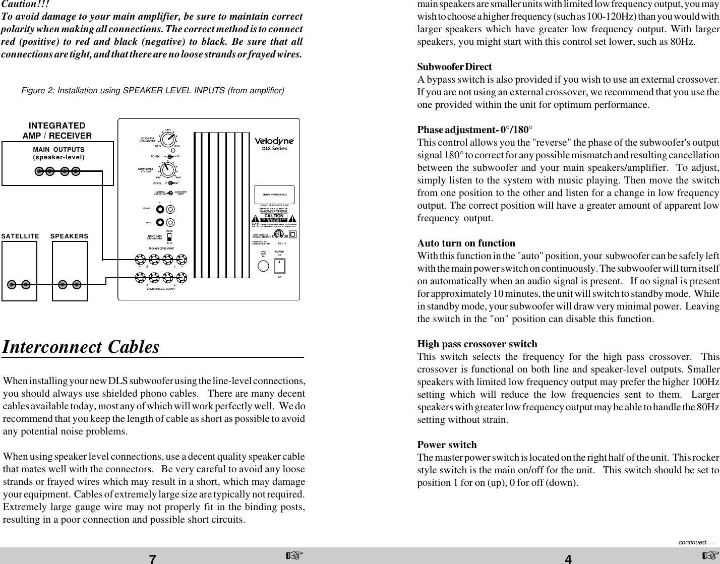 Page 5 of 6 - Velodyne-Acoustics Velodyne-Acoustics-Velodyne-Dls-Series-Dls-3500-Users-Manual- DLS Manual.p65  Velodyne-acoustics-velodyne-dls-series-dls-3500-users-manual