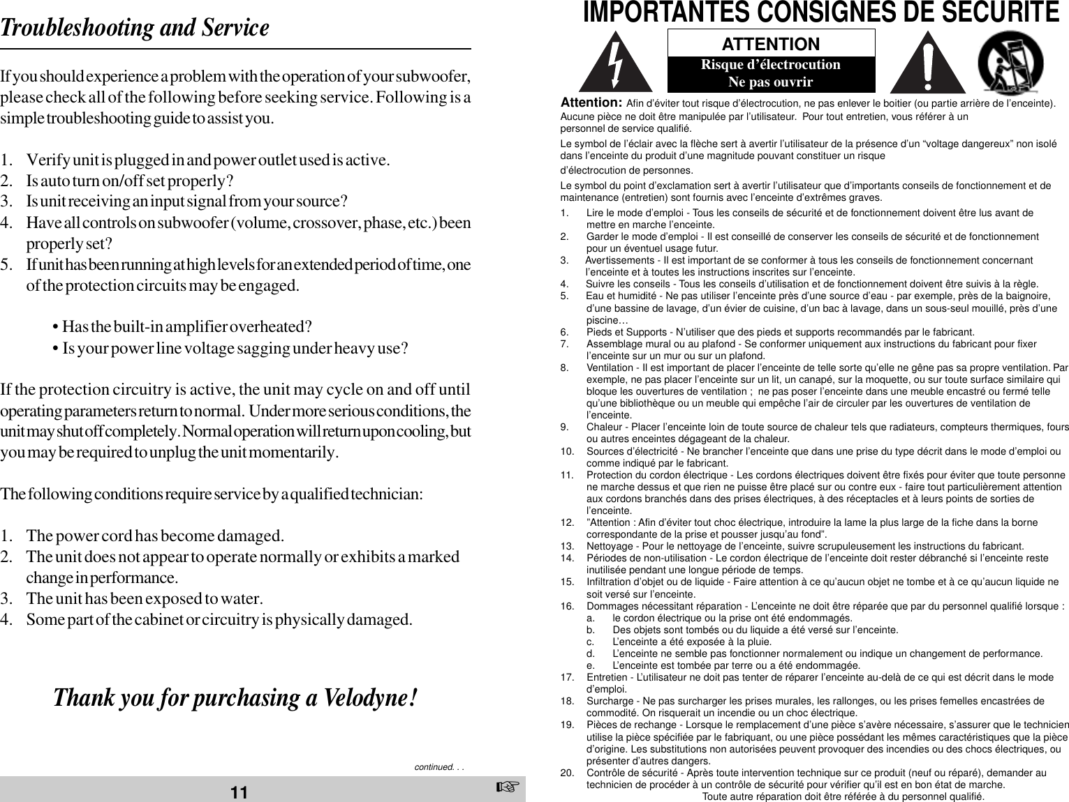 Page 5 of 10 - Velodyne-Acoustics Velodyne-Acoustics-Velodyne-Hgs-X-Series-Hgs-12X-Users-Manual- HGS-12X10103.p65  Velodyne-acoustics-velodyne-hgs-x-series-hgs-12x-users-manual