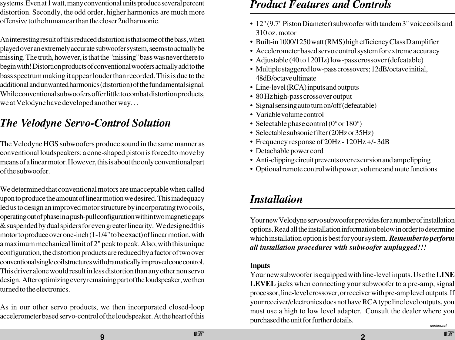 Page 7 of 10 - Velodyne-Acoustics Velodyne-Acoustics-Velodyne-Hgs-X-Series-Hgs-12X-Users-Manual- HGS-12X10103.p65  Velodyne-acoustics-velodyne-hgs-x-series-hgs-12x-users-manual