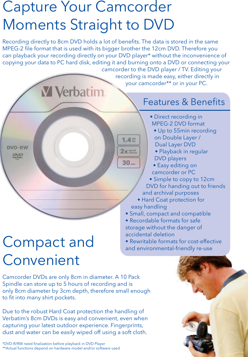 Page 3 of 10 - Verbatim Verbatim-8Cm-Dvd-Users-Manual- 8cm DVD_10pp_ENG-visual  Verbatim-8cm-dvd-users-manual