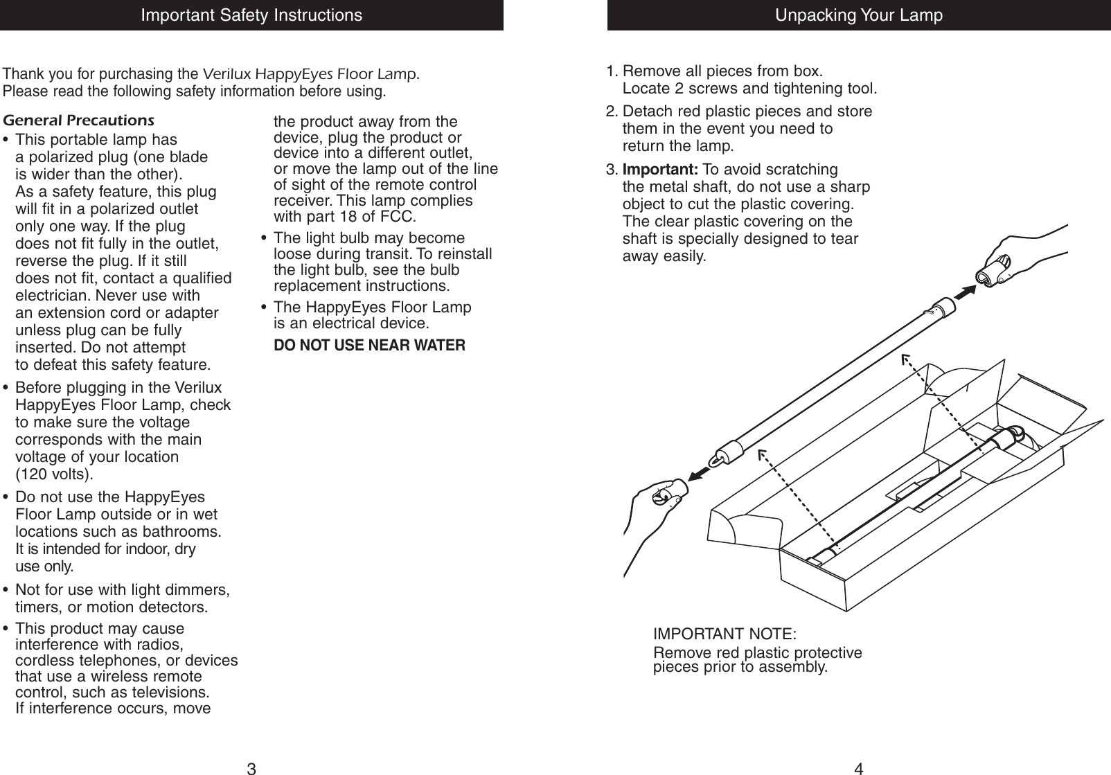 Page 3 of 6 - Verilux Floor Lamp HEF1 Instruction Manual New User  To The 712b1bb2-173e-4bf4-890e-3357f20e3424
