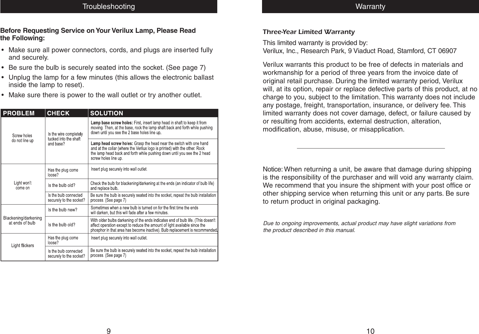 Page 6 of 6 - Verilux Floor Lamp HEF1 Instruction Manual New User  To The 712b1bb2-173e-4bf4-890e-3357f20e3424
