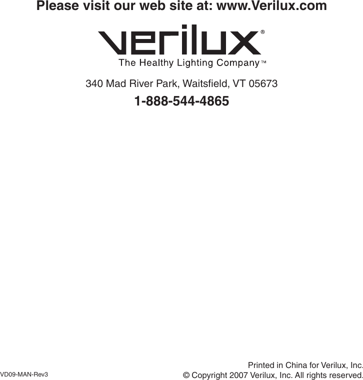 Page 12 of 12 - Verilux Verilux-Vd03-Users-Manual- VD03_Man_Rev3  Verilux-vd03-users-manual