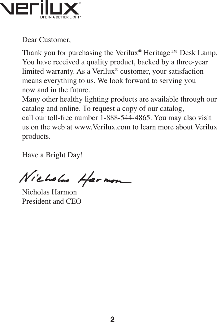 Page 2 of 12 - Verilux Verilux-Vd03-Users-Manual- VD03_Man_Rev3  Verilux-vd03-users-manual