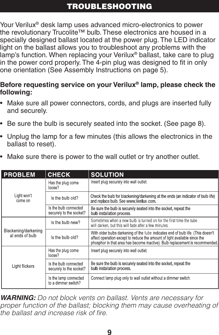 Page 9 of 12 - Verilux Verilux-Vd03-Users-Manual- VD03_Man_Rev3  Verilux-vd03-users-manual