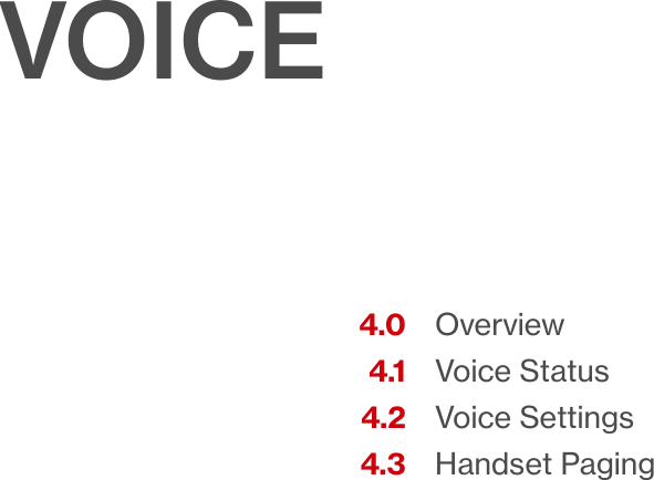 verizon.com/ﬁos      |      ©2016 Verizon. All Rights Reserved.4.04.14.24.3OverviewVoice StatusVoice SettingsHandset Paging04/VOICE