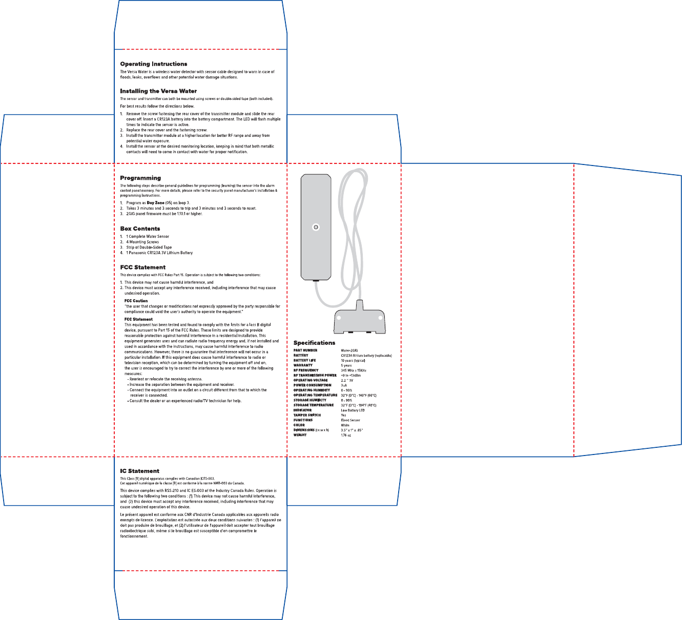 Page 2 of Versa Wireless WATERH Versa Water User Manual Versa Water Box 2GIG rev 1 0 OULTINES