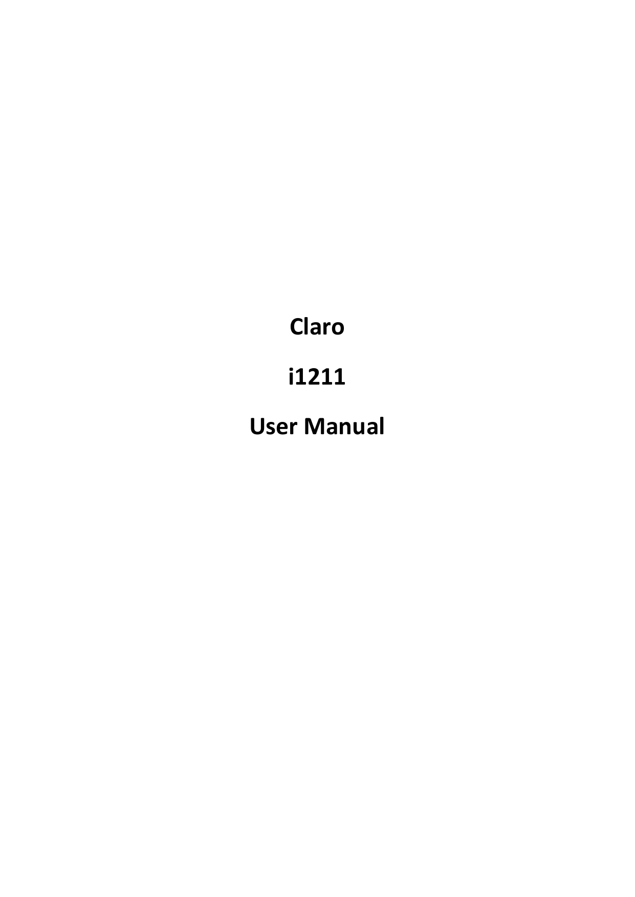              Claro      i1211  User Manual                       