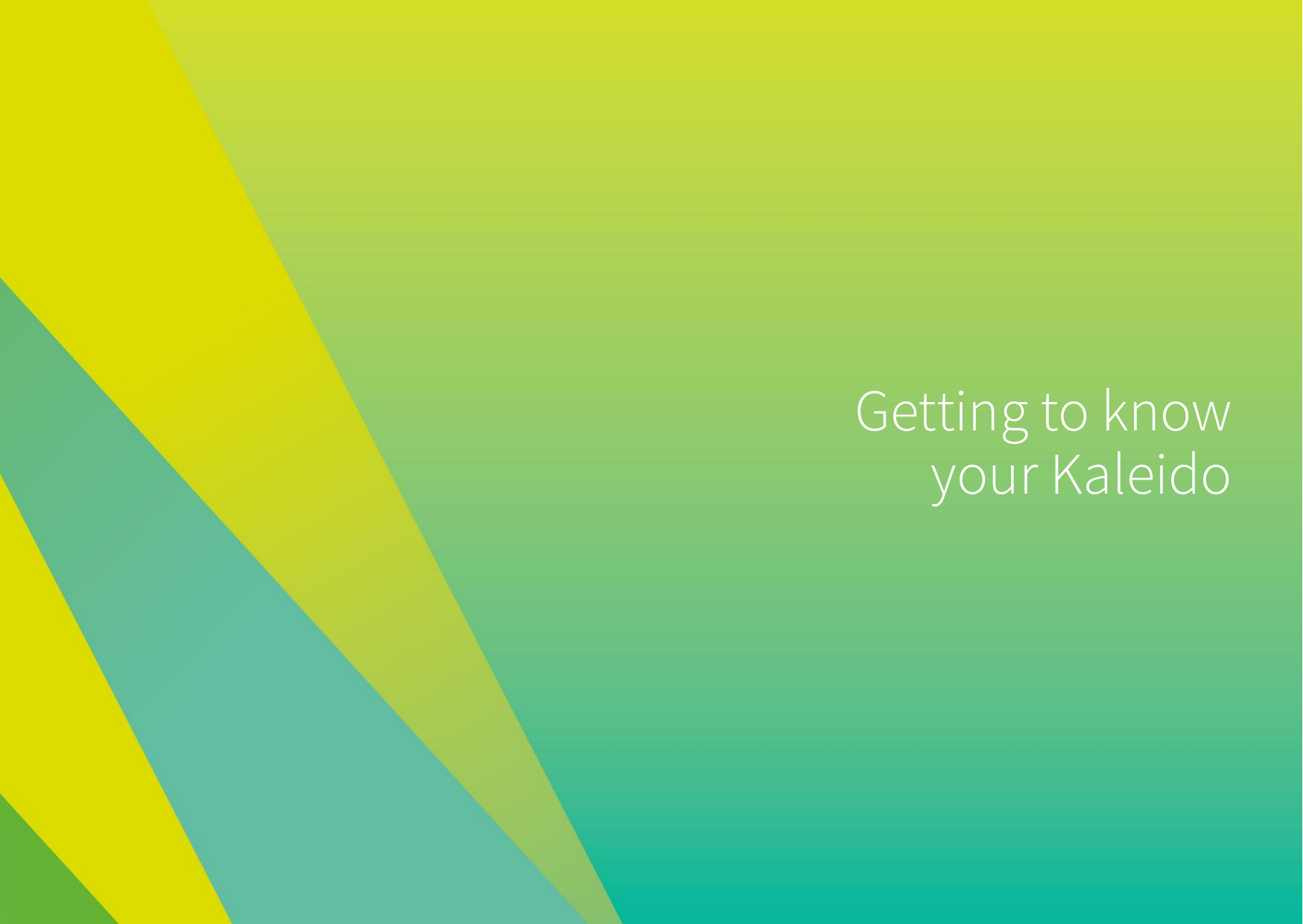 Getting to knowyour Kaleido
